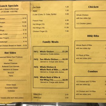 Chicken Lovers - Menu March 2019 - American Near Me - Bayside, New York