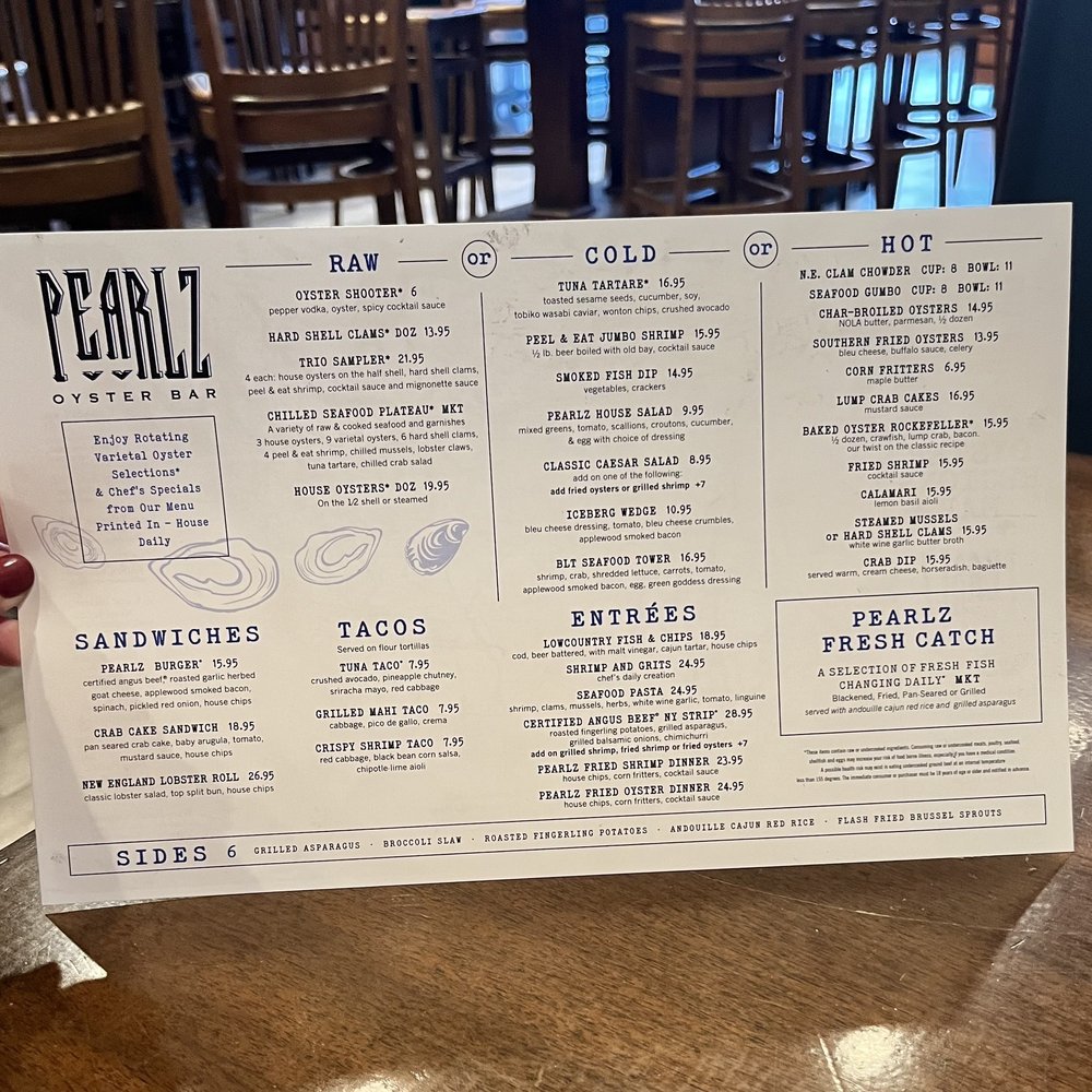 Pearlz - Menu - Seafood Near Me - Charleston, South Carolina Pearlz - Menu - Seafood Near Me - Charleston, South Carolina