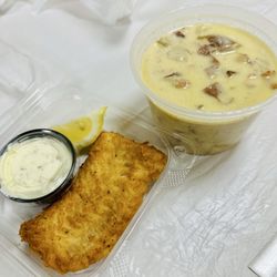 A cod piece and their chowder! Delish.