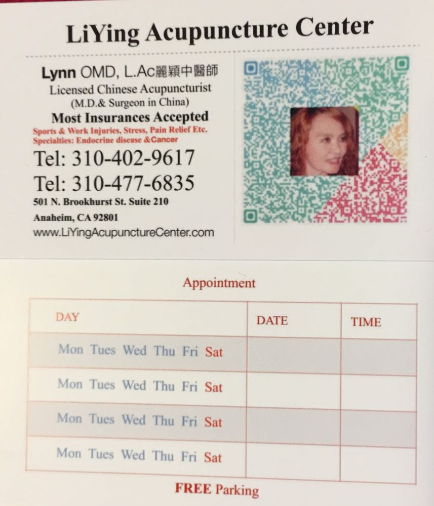 LIYING ACUPUNCTURE CENTER 501 N Brookhurst St, Anaheim, California