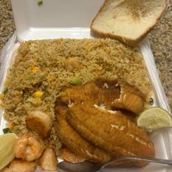 Lawndale Fish Market - Grilled fish & Shrimp plate with shrimp fried rice!