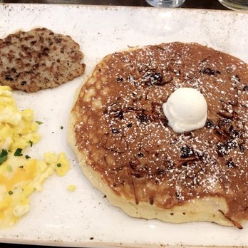 First Watch - Trifecta with Carrot Cake Pancake, Cheesy Scrambled Eggs, and Chicken Apple Sausage - American Near Me - Laurel, Maryland First Watch - Trifecta with Carrot Cake Pancake, Cheesy Scrambled Eggs, and Chicken Apple Sausage - American Near Me - Laurel, Maryland