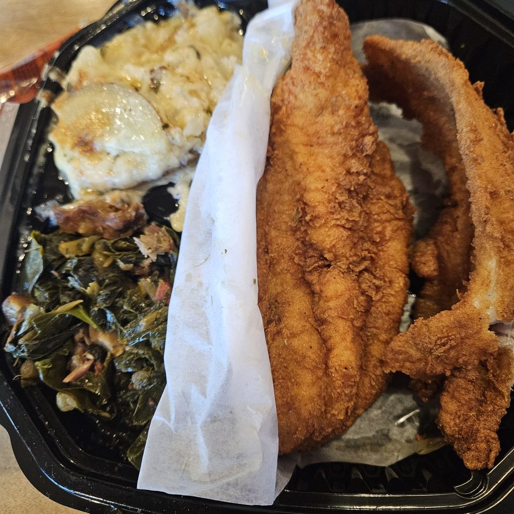 Ruby's Southern Comfort Kitchen - Catfish, greens, scalloped potatoes - Southern Near Me - Bowie, Maryland Ruby's Southern Comfort Kitchen - Catfish, greens, scalloped potatoes - Southern Near Me - Bowie, Maryland