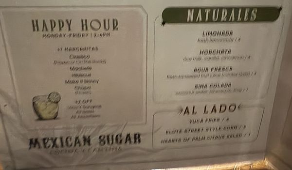Menu photo 5 Mexican Sugar - Domain Austin, TX
