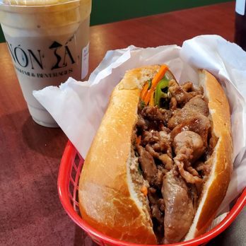 Non La - Egg coffee (left), grilled pork banh mi (right) - Coffee & Tea Near Me - Federal Way, Washington Non La - Egg coffee (left), grilled pork banh mi (right) - Coffee & Tea Near Me - Federal Way, Washington