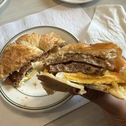 Sausage egg and cheese! Amazing!! Sausage egg and cheese! Amazing!!