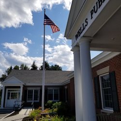 Wells Public Library - The Post Road entrance, now the "COVID" exit