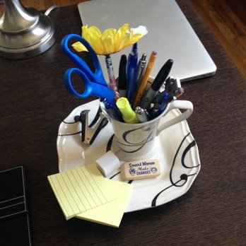 More than Organized - Use what you have to contain the things you need. Who says you can't have a functional and pretty home office? - Home Organization Near Me More than Organized - Use what you have to contain the things you need. Who says you can't have a functional and pretty home office? - Home Organization Near Me