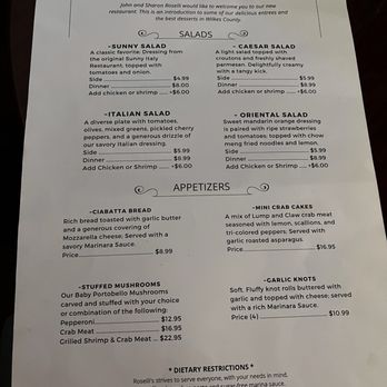 Roselli's on 10th - Menu - Italian Near Me - North Wilkesboro, North Carolina Roselli's on 10th - Menu - Italian Near Me - North Wilkesboro, North Carolina