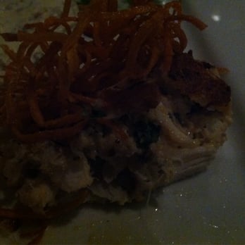 Global Grill - Jumbo Lump Crab cake with fresh basil, Caper & Taragon, Ramoulde sauce & Sweet Potato Hay - New American Near Me - Pensacola, Florida Global Grill - Jumbo Lump Crab cake with fresh basil, Caper & Taragon, Ramoulde sauce & Sweet Potato Hay - New American Near Me - Pensacola, Florida