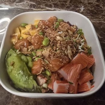 The Poké Box - The big wave with salmon, on grain blend - Salad Near Me - Toronto, Ontario The Poké Box - The big wave with salmon, on grain blend - Salad Near Me - Toronto, Ontario