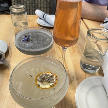 Terrain Cafe - Devon - Lavender lush (front), violette bouquet (rear left), and strawberry rhubarb (rear right) - New American Near Me - Devon, Pennsylvania