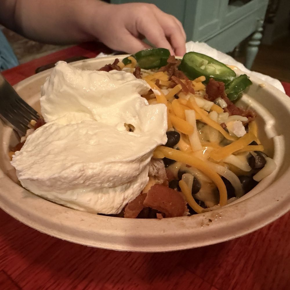 Barren Fork Brew - Loaded Tots with Sweet Potato Tots - American Near Me - McMinnville, Tennessee Barren Fork Brew - Loaded Tots with Sweet Potato Tots - American Near Me - McMinnville, Tennessee