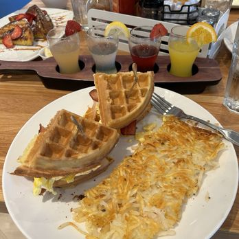 Broken Yolk Cafe - Waffle Sandwich Mimosa Flight - Breakfast & Brunch Near Me - McKinney, Texas Broken Yolk Cafe - Waffle Sandwich Mimosa Flight - Breakfast & Brunch Near Me - McKinney, Texas