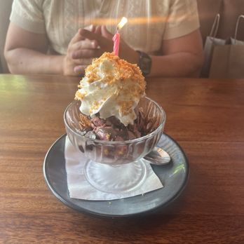 Gin Gin's - This is the berry sundae we got for a birthday celebration! - Cocktail Bars Near Me - Grand Rapids, Michigan