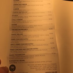 Burger Project Bondi Junction - Menu
