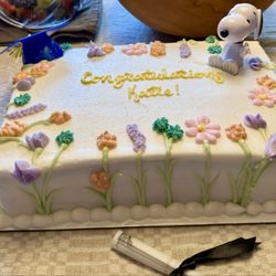 Graceys Goodies - Best cake I have ever ordered from a bakery- absolutely delicious! We loved the flower design (we added the snoopy and cap).