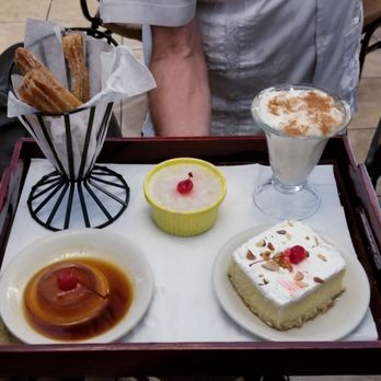 Versailles - Dessert assortment, flan, tree leche, churros - Cuban Near Me - Encino, California