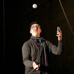 Student performs in Caught in the Act