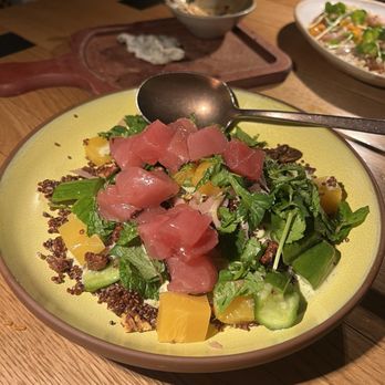 Valley Goat - crispy quinoa tuna poke salad - so good - New American Near Me - Sunnyvale, California Valley Goat - crispy quinoa tuna poke salad - so good - New American Near Me - Sunnyvale, California