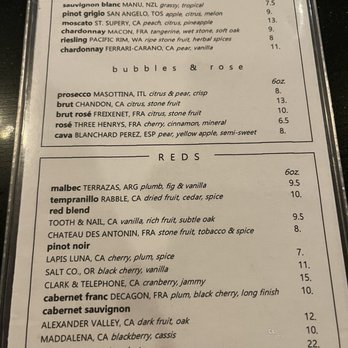 Theo's Rogers - Happy hour menu back - New American Near Me - Rogers, Arkansas
