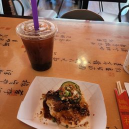 Pork bun and mango boba Pork bun and mango boba