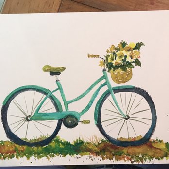 Let's Make Art - The September subscription box included a cute bike.  Although I am a trained artist this is my first painting following the steps. - Art Supplies Near Me - Hamilton, Missouri