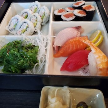 Sushi Boat - Sushi lunch box. Not shown is the miso soup and salad included. - Japanese Near Me - Temecula, California Sushi Boat - Sushi lunch box. Not shown is the miso soup and salad included. - Japanese Near Me - Temecula, California