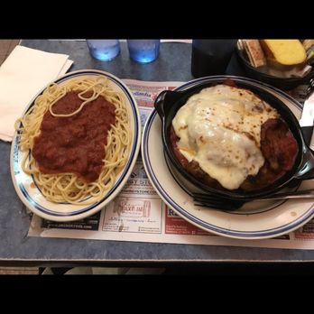 Blue Colony Diner - Eggplant parm special right is a dinner plate size casserole dish filled with eggplant parm and left is the "side" of spaghetti - Diners Near Me - Newtown, Connecticut Blue Colony Diner - Eggplant parm special right is a dinner plate size casserole dish filled with eggplant parm and left is the "side" of spaghetti - Diners Near Me - Newtown, Connecticut
