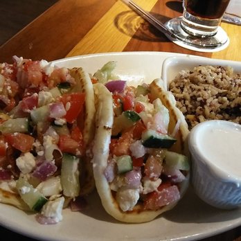 BJ's Restaurant & Brewhouse - Mediterranean chicken tacos. Good size chunks of chicken topped with such fresh and brilliant flavors. - New American Near Me - Cary, North Carolina BJ's Restaurant & Brewhouse - Mediterranean chicken tacos. Good size chunks of chicken topped with such fresh and brilliant flavors. - New American Near Me - Cary, North Carolina