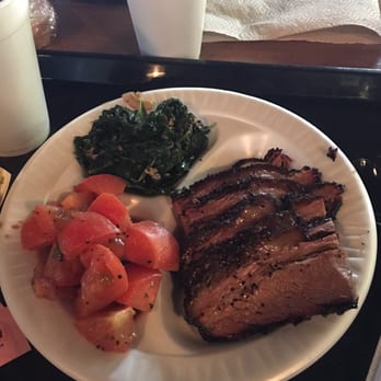 Roegels Barbecue - Went Healthy (sort of). Brisket, marinated tomatoes and collard greens! - Barbeque Near Me - Houston, Texas Roegels Barbecue - Went Healthy (sort of). Brisket, marinated tomatoes and collard greens! - Barbeque Near Me - Houston, Texas