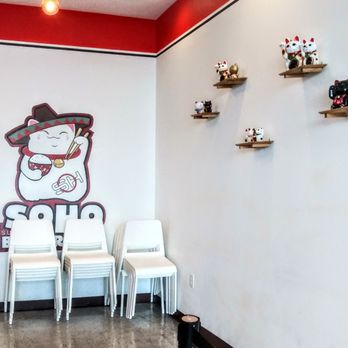 Soho Sushi Burrito - a row of white chairs in a restaurant - Asian Fusion Near Me - Las Vegas, Nevada Soho Sushi Burrito - a row of white chairs in a restaurant - Asian Fusion Near Me - Las Vegas, Nevada