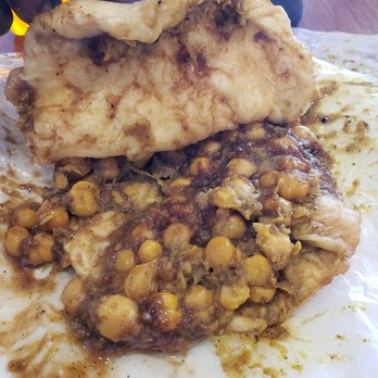 Singh's Roti Shop - Trinidad Doubles - Curried Chick Pea (Channa) Sandwich with Fried Dough (Bara) - Trinidadian Near Me - Dorchester, Massachusetts