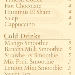 The Rendezvous Cafe - Drink and Hookah Menu