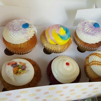 Hokulani Bake Shop - Top row, left to right: vanilla with buttercream, shaved ice and another vanilla Bottom row: fruity pebbles, red velvet, salted caramel - Bakeries Near Me - Honolulu, Hawaii