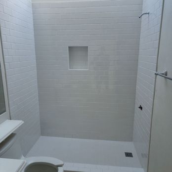 LC Tile - White subway shower - Tiling Near Me