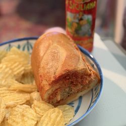Chiaramonte's Deli & Sausages - Meatball  Our Own Sicilian Meatball + provolone cheese + house marinara sauce + A' Siciliana Blood Orange soda