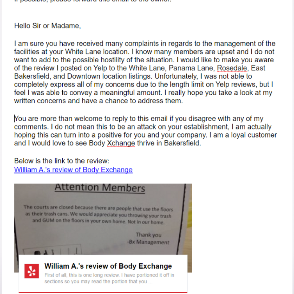 Email to owner. Please reference review posted.