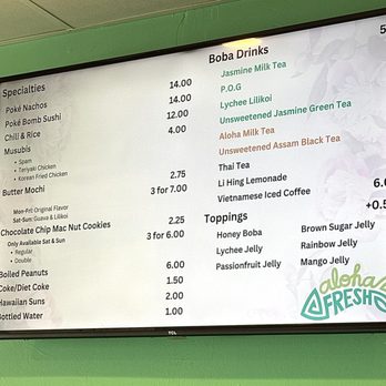 Aloha Fresh - Menu 4/26 - Poke Near Me - San Jose, California