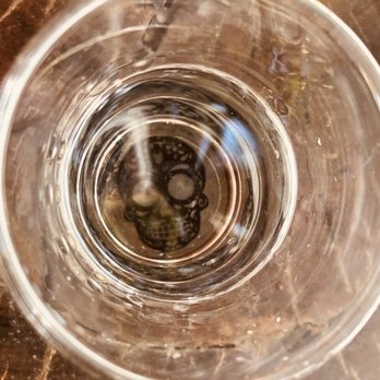 La Playita - Mezcal shot with skull at the bottom lol - Seafood Near Me - Bacalar, ROO La Playita - Mezcal shot with skull at the bottom lol - Seafood Near Me - Bacalar, ROO