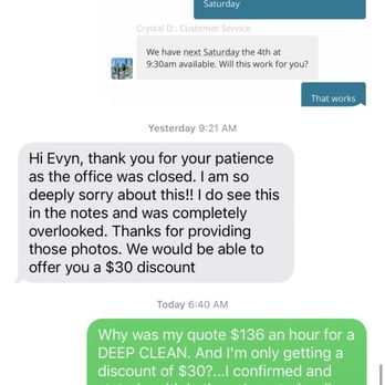 Citrus Fresh Housekeeping - Acknowledging that they did not deliver on service promised and only offering $30 off - Home Cleaning Near Me - Redondo Beach, California