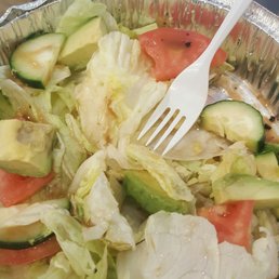 Worst "Mexican Avocado Salad" ever. Plain lettuce, tomato, cucumber and avocado...no dressing with salad.