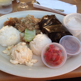 Aloha Mixed Plate - Ali'i plate - two scoop white rice, one scoop macaroni salad, Kalua pig & cabbage, Lau Lau, lomi salmon, poi, & haupia - Hawaiian Near Me - Lahaina, Hawaii Aloha Mixed Plate - Ali'i plate - two scoop white rice, one scoop macaroni salad, Kalua pig & cabbage, Lau Lau, lomi salmon, poi, & haupia - Hawaiian Near Me - Lahaina, Hawaii
