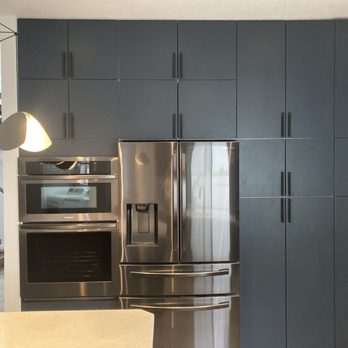 Pure Cabinets - Floor to ceiling cabinetry, with a 9 foot ceiling. This wall was a 45° angle to kitchen. - Cabinetry Near Me - San Marcos, California Pure Cabinets - Floor to ceiling cabinetry, with a 9 foot ceiling. This wall was a 45° angle to kitchen. - Cabinetry Near Me - San Marcos, California