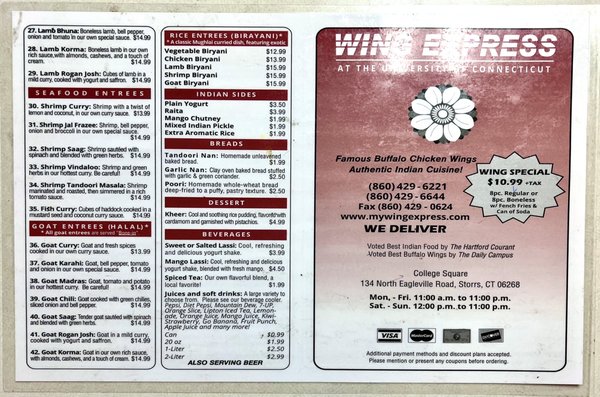 Menu photo 1 Wing Express Storrs Mansfield, CT Menu photo 1 Wing Express Storrs Mansfield, CT