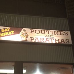 Exterior outside entrance of Poutines And Parathas House - Saskatoon, Saskatchewan Exterior outside entrance of Poutines And Parathas House - Saskatoon, Saskatchewan