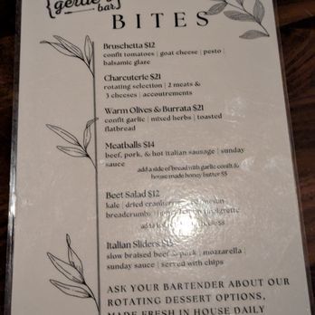Gertie’s Bar - Food menu was small but tempting - Whiskey Bars Near Me - Louisville, Kentucky
