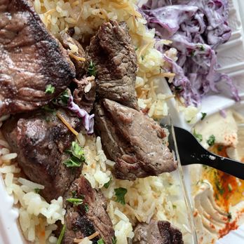 Tut's Kabob - Beef Kababs, Hummus, Red Cabbage and Rice. - Mediterranean Near Me - Glendora, California