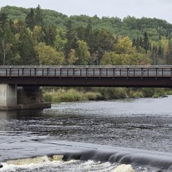 Kakabeka Falls Provincial Park - The vehicle bridge for scale... these falls are BIG