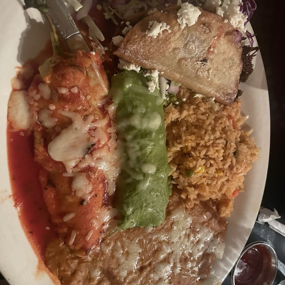 La Indita - Beef taco, green chile enchilada and chile relleno (#4 combo with the chicken taco switched for beef) - Mexican Near Me - Tucson, Arizona La Indita - Beef taco, green chile enchilada and chile relleno (#4 combo with the chicken taco switched for beef) - Mexican Near Me - Tucson, Arizona